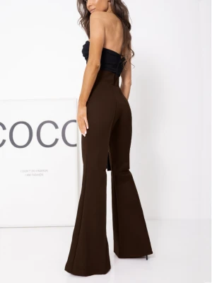 Dopasowane spodnie dzwony modelujące MERRY - czekoladowe  magmac 