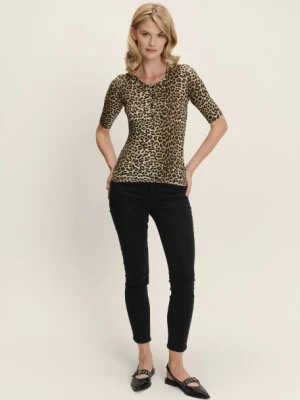 Dopasowany dzianinowy top z nadrukiem w panterkę Greenpoint