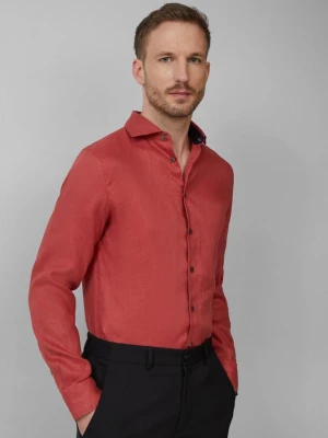 Dopasowany krój: lniana koszula z długim rękawem i eleganckim połyskiem s.Oliver różowy