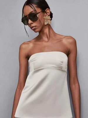 Dopasowany satynowy top bandeau PATRIZIA PEPE