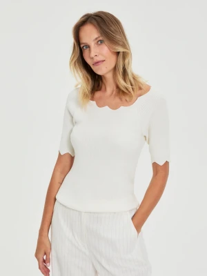 Dopasowany sweter biały Moodo