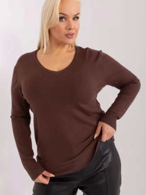 Dopasowany sweter plus size z wiskozy brązowy