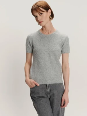 Dopasowany sweter z krótkim rękawem szary Greenpoint
