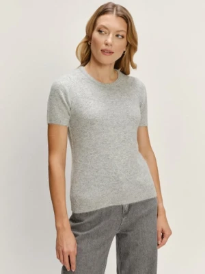 Dopasowany sweter z krótkim rękawem szary Greenpoint