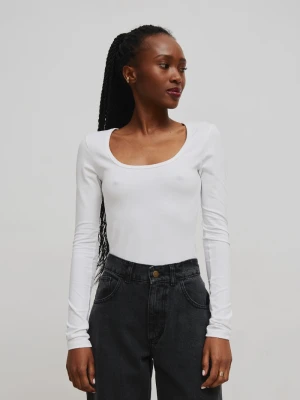 Dopasowany top z długim rękawem w kolorze CLASSIC WHITE - LITE -XS Marsala