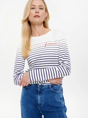 Dopasowany top z granatowe paski Greenpoint