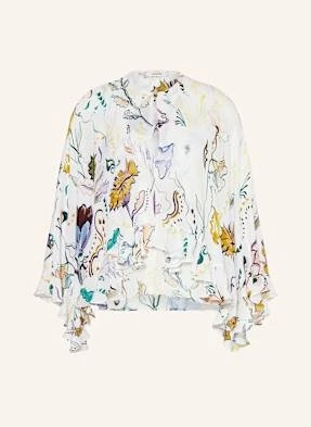 Dorothee Schumacher Bluzka Floral Twist Z Jedwabiu, Z Falbankami weiss