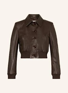 Dorothee Schumacher Krótka Kurtka Skórzana Sleek Statement braun