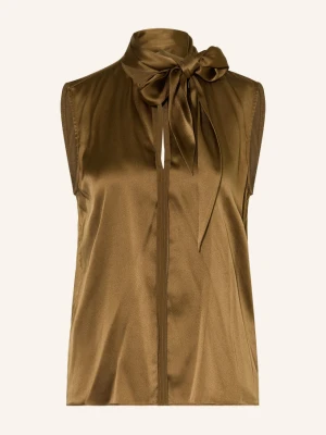 Dorothee Schumacher Satynowa Bluzka Sense Of Shine Z Kokardką braun KHAKI