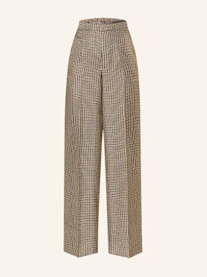 Dorothee Schumacher Spodnie Z Jedwabiu Checked Coolness schwarz