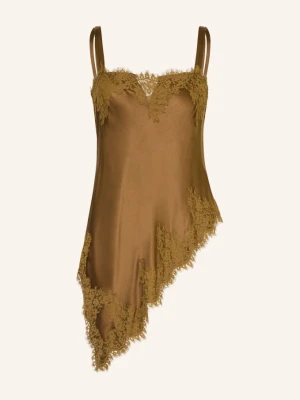 Dorothee Schumacher Top Satynowy Sense Of Shine Z Koronką braun KHAKI