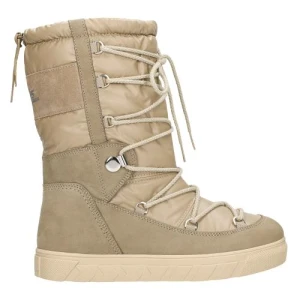 Beżowe wysokie śniegowce damskie relaks r 55121-84