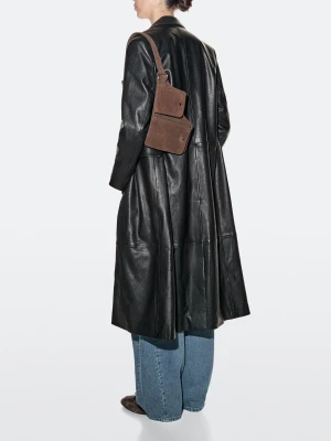 Double Compartment Leather Belt Bag - Norkowy - - Massimo Dutti - Kobieta