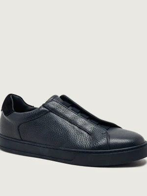 Doucal's Ocieplane Skórzane slip on Venere | z dodatkiem wełny granatowy