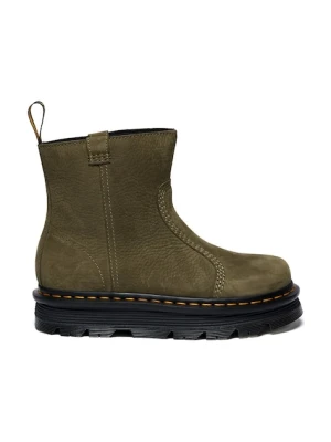 Dr. Martens botki nubukowe ZebZag Rigger damskie kolor zielony na platformie DM42022300