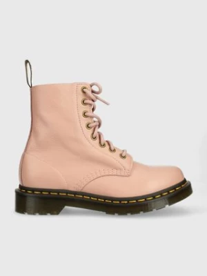 Dr. Martens botki skórzane 1460 Pascal damskie kolor różowy na płaskim obcasie DM26802329