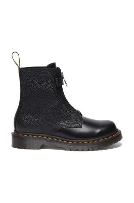 Dr. Martens botki skórzane 1460 Pascal Frnt Zip damskie kolor czarny na płaskim obcasie DM32054001