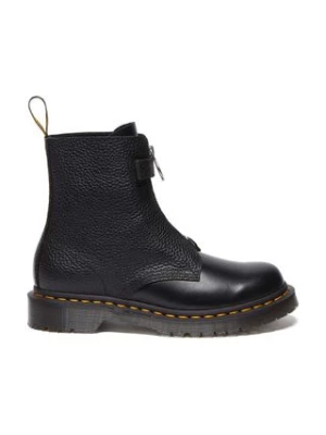 Dr. Martens botki skórzane 1460 Pascal Frnt Zip damskie kolor czarny na płaskim obcasie DM32054001