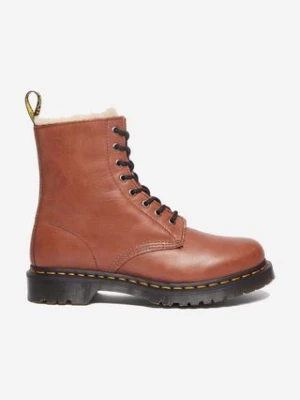 Dr. Martens botki skórzane 1460 Serena damskie kolor brązowy na płaskim obcasie lekko ocieplone DM27782225