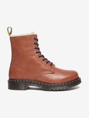 Dr. Martens botki skórzane 1460 Serena damskie kolor brązowy na płaskim obcasie lekko ocieplone DM27782225