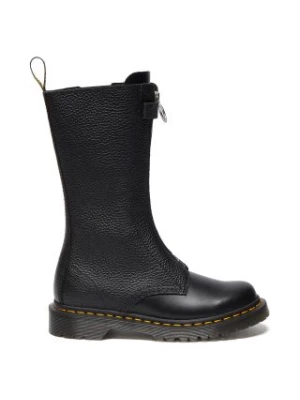 Dr. Martens botki skórzane 1b99 Frnt Zip damskie kolor czarny na płaskim obcasie DM32053001