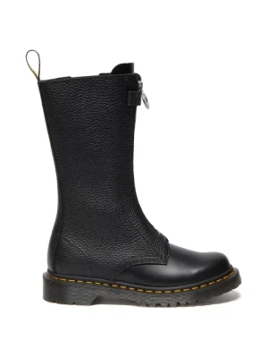 Dr. Martens botki skórzane 1b99 Frnt Zip damskie kolor czarny na płaskim obcasie DM32053001