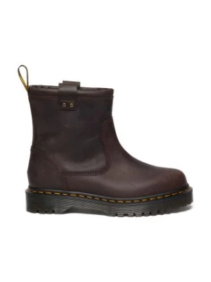 Dr. Martens botki skórzane Anistone Lo damskie kolor brązowy na płaskim obcasie DM31880201