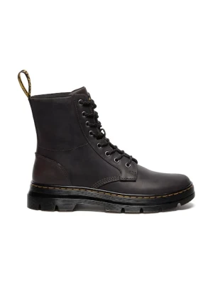 Dr. Martens botki skórzane Combs damskie kolor szary na płaskim obcasie DM40603020