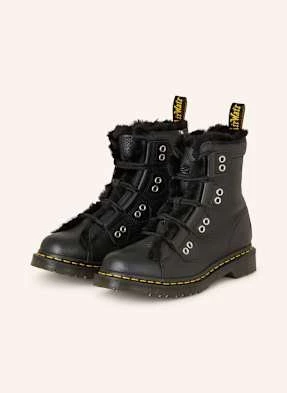 Dr. Martens Botki Sznurowane 1460 Ze Sztucznym Futrem schwarz