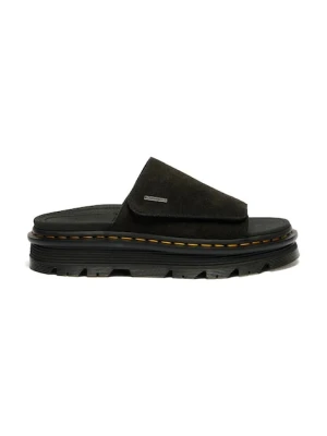 Dr. Martens klapki na platformie zamszowe ZebZag Slide czarny