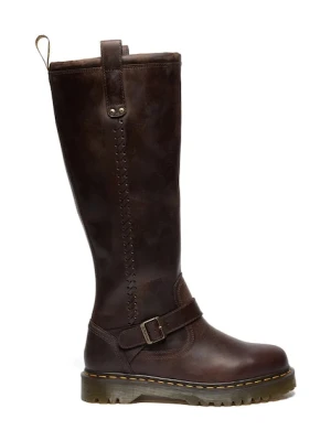 Dr. Martens kozaki Anistone damskie kolor brązowy na płaskim obcasie DM41871200