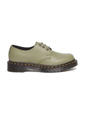 Dr. Martens półbuty skórzane 1461 damskie kolor zielony na płaskim obcasie DM31696357