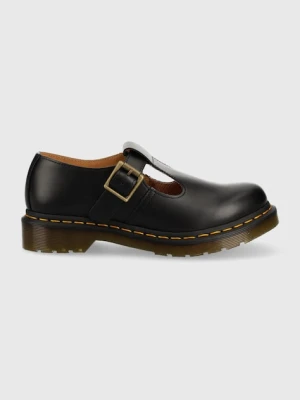 Dr. Martens półbuty skórzane Polley damskie kolor czarny na płaskim obcasie DM14852001