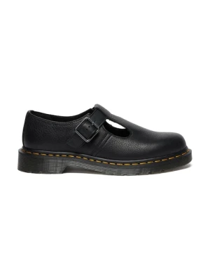 Dr. Martens półbuty skórzane Polley damskie kolor czarny na płaskim obcasie DM41408001