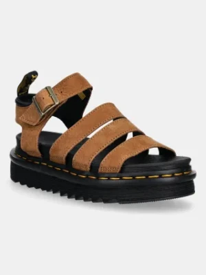Dr. Martens sandały zamszowe Blaire Sandal damskie kolor brązowy na platformie DM41123200