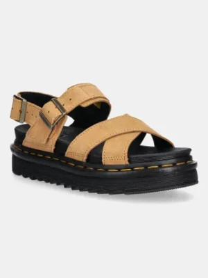 Dr. Martens sandały zamszowe Voss II Sandal damskie kolor brązowy na platformie DM40930200