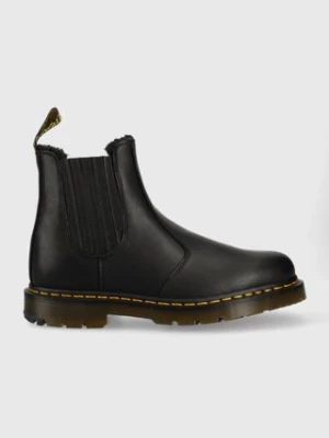 Dr. Martens sztyblety skórzane 2976 kolor czarny na płaskim obcasie ocieplone DM27829001