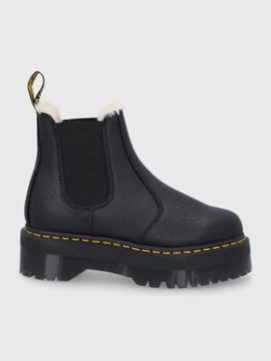 Dr. Martens Sztyblety skórzane Quad FL kolor czarny na platformie ocieplone DM25635001