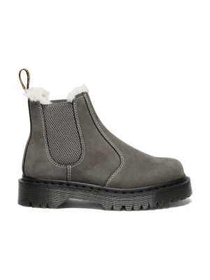Dr. Martens sztyblety zamszowe 2976 Bex Fur Lined damskie kolor szary na platformie lekko ocieplone DM41420020
