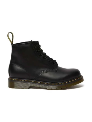 Dr. Martens workery skórzane 101 Yellow Stitch kolor czarny na płaskim obcasie DM26230001