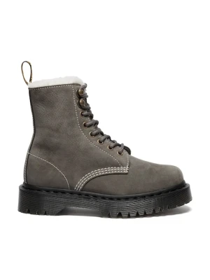 Dr. Martens workery skórzane 1460 Pascal Bex Fur Lined damskie kolor szary na platformie DM41419020