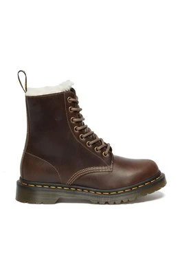 Dr. Martens workery skórzane 1460 Pascal Serena damskie kolor brązowy na płaskim obcasie ocieplone DM32019777