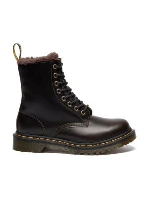 Dr. Martens workery skórzane 1460 Serena damskie kolor brązowy na platformie lekko ocieplone DM41414020