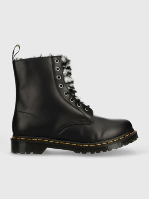 Dr. Martens workery skórzane 1460 Serena damskie kolor czarny na płaskim obcasie ocieplone DM27787001