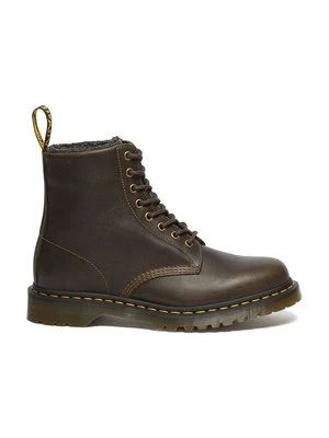 Dr. Martens workery skórzane 1460 Wl kolor brązowy na płaskim obcasie ocieplone DM31873538