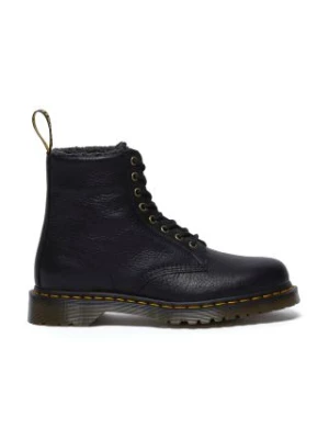 Dr. Martens workery skórzane 1460 WL damskie kolor czarny na płaskim obcasie ocieplone DM31873001