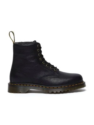 Dr. Martens workery skórzane 1460 WL kolor czarny na płaskim obcasie ocieplone DM31873001