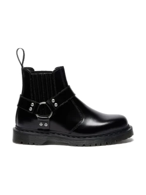 Dr. Martens workery skórzane 2976 Harness Chelsea damskie kolor czarny na płaskim obcasie DM41387001