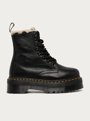 Dr. Martens workery skórzane Jadon Fur Lined kolor czarny na platformie ocieplone DM25637001