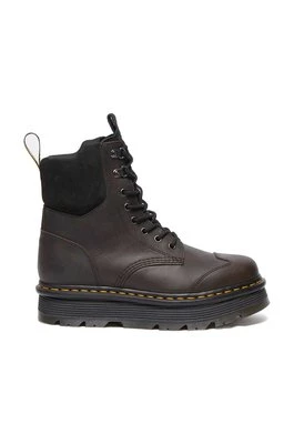 Dr. Martens workery skórzane Zebzag 8 Tie kolor brązowy na platformie lekko ocieplone DM32116733